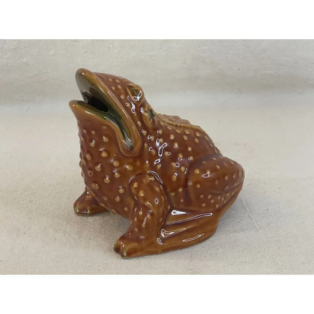 Vintage Italian Frog Coin Bank Mr Toad Pottery Ceramic Majolica Glaze Money Bank